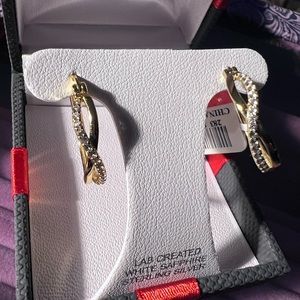 White Sapphire gold over Sterling Silver Earrings.